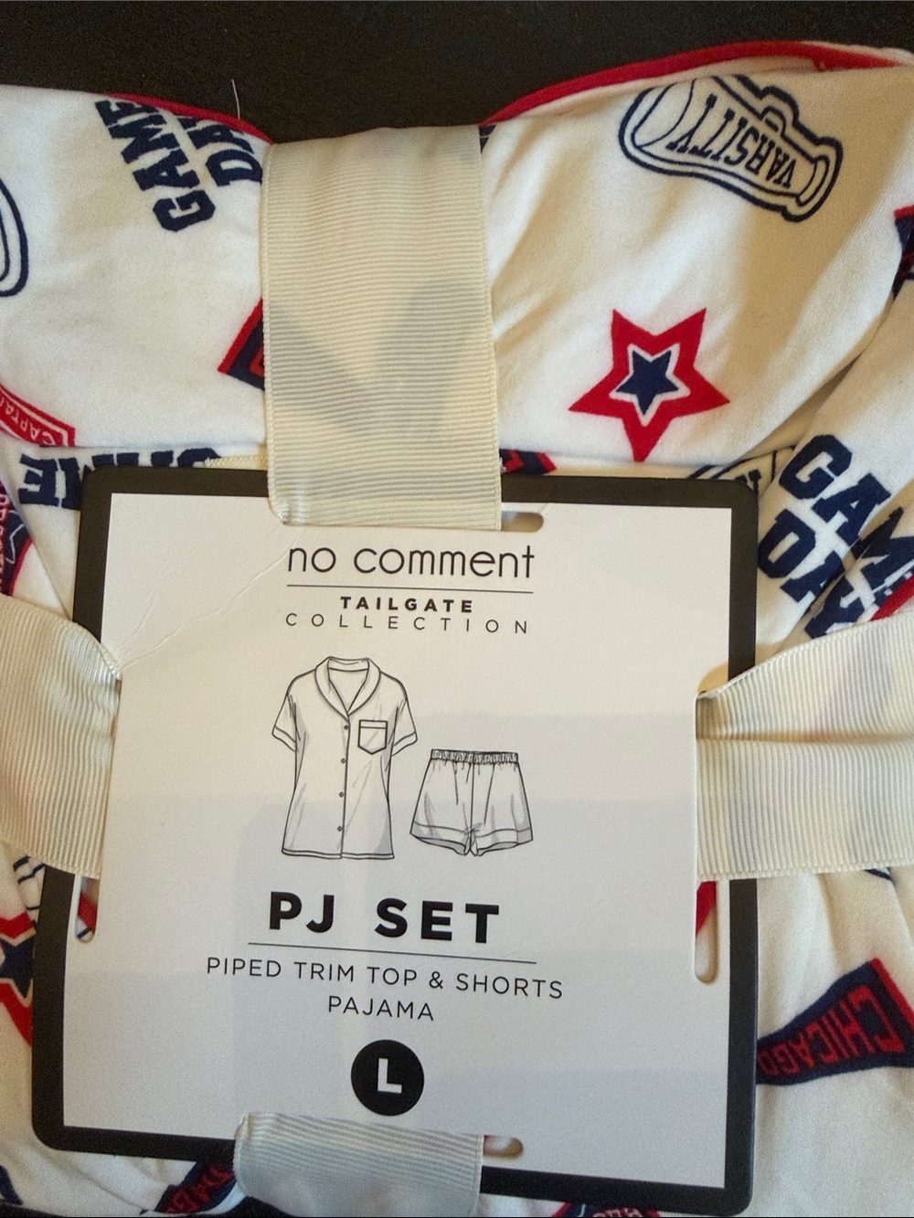 Tailgate Collection White & Red Star PJ Set football theme - Picture 3 of 5